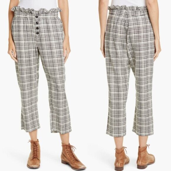 The Great Gunny Sack Plaid Paperbag Waist Trousers XS - Picture 1 of 7